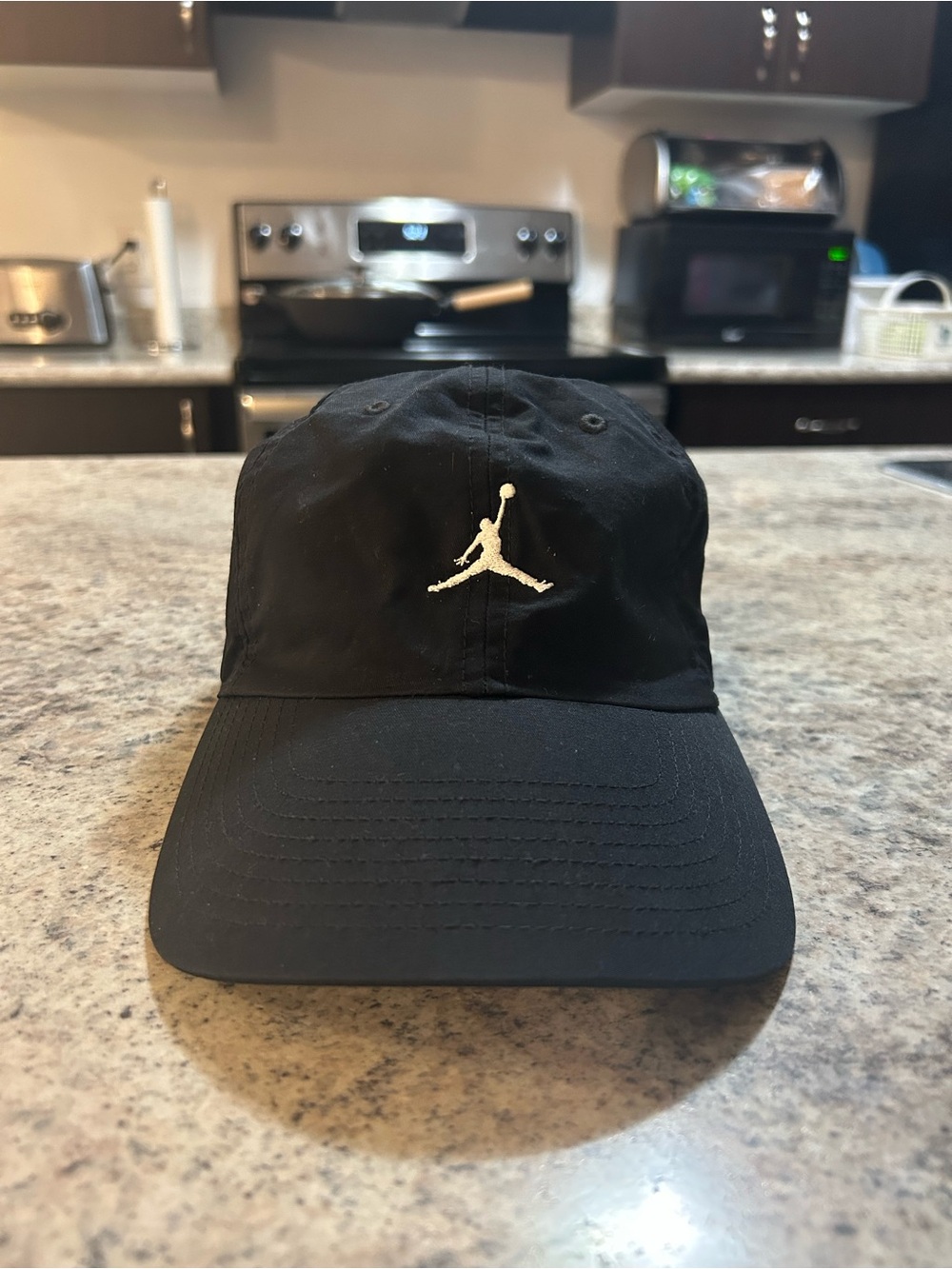 Jordan dad hat - Black Cap with White Jumpman Embroidery
